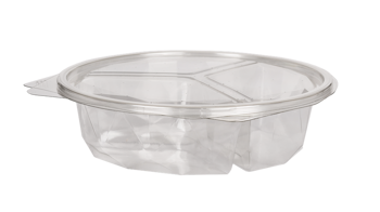 Opakowanie okrągłe 3-dzielne z rPET, zamykane o poj. 3 x 190 ml (paczka 50 szt)