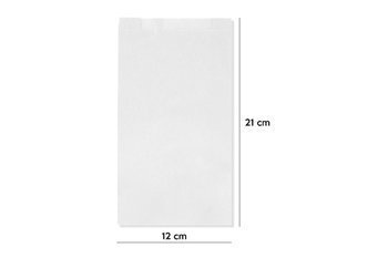 Torebka fałdowa biała 250cm x 12 cm x 55 cm (karton 1000 szt).