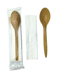 Łyżka z włókna drewnianego + serwetka (paczka 200 szt).