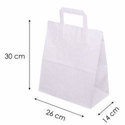 Torba papierowa biała 26 cm x 14 cm x 30 cm (paczka 300 szt).
