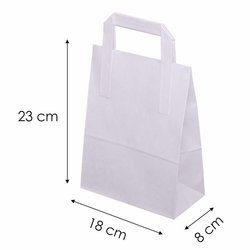 Torba papierowa biała 23 cm x 18 cm x 8 cm (paczka 200 szt).