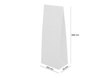Torebka klockowa biała 10 cm x 7 cm x 28 cm (karton  1000 szt).