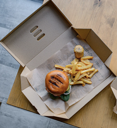 Pudełko na burgera, frytki, steaki XL rozkładane 26 x 13 x 10 (paczka 100 szt).