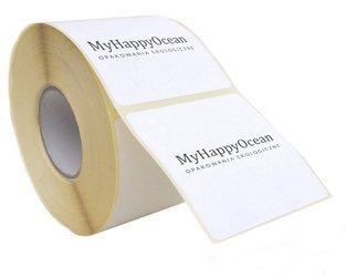 Naklejka z Twoim logo - kwadrat 4 cm x 4 cm  (rolka 5000 szt).