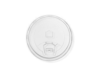 Pokrywka PLA płaska z zamykanym otworem do kubka 300 - 600 ml (paczka 50 szt).