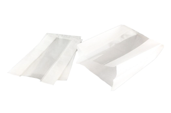 Torebka fałdowa biała z okienkiem 28 cm x 15 cm x 8,5 cm (karton 1000 szt).