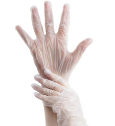 Rękawice winylowe, bezpudrowe - rozmiar M (paczka 100 szt).