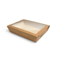 Pudełko kraft z okienkiem PLA poj. 1500 ml 21 x 16 x 4,5 (paczka 40 szt).
