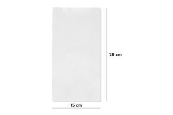 Torebka fałdowa biała 15 cm x 6,5 cm x 29 cm (karton 1000 szt).