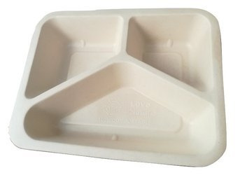 Pojemnik do zgrzewania z trzciny cukrowej 3-dzielny 22,8 x 17,9 x 4,5 (paczka 50 szt).