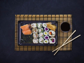 Pudełko PLA na sushi duże 24,5 x 15 x 4 (paczka 100 szt).