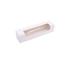 Pudełko cukiernicze na makaroniki, ciasteczko z oknem 20 cm x 4,5 cm x 4,5 cm (paczka 100 szt).
